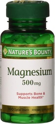 Nature's Bounty Magnesium 500mg, 100 Count, Pack of 2