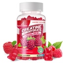 Complexe monohydraté de la créatine 6400mg pour les hommes et les femmes - formule avancée W/L-Taurine + vitamine B12, supplément à croquer sans sucre,90 Gommies de framboises