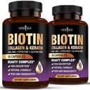 NEU AGE Biotin Collagen Keratin Hyaluronsäure - 50.000 mg Haarwachstum Vitamine für Männer und Frauen, Nägel, Haar, Haut Vitamine und DHT Blocker mit Vitamin E Folsäure Kürbis Seed MSM- 180 Count