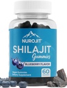Gummies Shilajit, Blueberry Flavor, Extrait himalayen, laboratoire testé, non-OGM, sans gluten, végétalien ami, mess-libre alternative à la résine, ajout simple à la routine quotidienne, 60 Gummies végétaliens