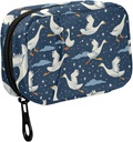 Fustylead Funny Geese Flying in Nightsky und Stars Travel Pill Organizer Tasche mit Reißverschluss kleine Pille Box 7 Tage Pille Fall für Geldbeutel Lagerung Wöchentliche Vitamin Medizin Ergänzung