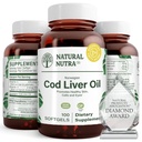 Supplément naturel Nutra Norwegian Cod foie huile, aide à maintenir la peau, aide à maintenir la densité corporelle, la santé des yeux et la fonction nerveuse, favorise la santé dentaire, soutient la santé cardiovasculaire, 100 Softgels