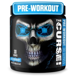 JNX SPORTS La Malédiction ! Poudre pré-entraînement pour les hommes et les femmes, caféine, bêta-alanine, créatine, L-citrulline, 30 portions, Blue Raspberry Flavor – Boost Energy, Strength & Focus