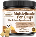 Dog Multivitamin mit Mineralien für Gesamtgesundheit - Hunde-Vitamine und Ergänzungen mit Glucosamin, Probiotika für Welpen & Senior Dogs mit Mineralien - Omega 3 Fischöl für Haut & Coat - 107 Chews