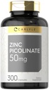 Carlyle Zink Picolinate 50mg | 300 Kapseln | Non-GMO und glutenfreie Ergänzung
