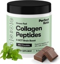 Poudre de protéines de collagène de kéto parfaite avec huile MCT - gazéifié, GF, Multi supplément, le meilleur pour les régimes kétogéniques, utiliser comme crème de kéto, dans le café et Shakes pour les femmes et les hommes (chocolat à la menthe)