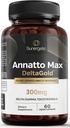 Sunergetic Premium Annatto Tocotrienol Supplement – mit DeltaGold – Tocotrienols Vitamin E 300 mg – Unterstützt Leber, Immun- und Herzgesundheit - Delta + Gamma Tocotrienols (60 Flüssigkeitskapseln)