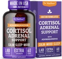 Dr Matthew Cortisol Reducer Supplément pour les femmes. Soutien adrénal avec Ashwagandha, Rhodiola & Ginseng – Un cocktail de désintoxication pour le Cortisol inférieur et aide à la détente, le sommeil calme et reposant