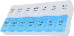 Pill hebdomadaire de 7 jours AM PM Organisateur, ShysTech Grande Pill Case Box pour pilules/vitamine/Suppléments/médication (bleu/blanc)
