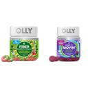 Anneaux Gummy en fibre OLLY Fiber, 5g Fibre prébiotique, FOS (Fructo-oligosaccharides), Soutien digestif, Berry Melon 50ct & Keep it Moving Constipation Relief, Rhubarb, Prunes, Amla - Plum Berry Flavor - 30ct