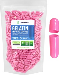 XPRS Nutra Size 0 Empty Capsules -1000 Count Empty Gelatin Capsules - Pills DIY Capsule Filling - Pure Bovine Pill Gel Caps for Do-It-Yourself Supplements (Pink)