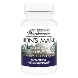 Host Defense Mushrooms Lion's Mane - Ergänzung Kapseln für Gehirn-Gesundheit Unterstützung - Pilz-Unterstützung für Fokus & Gedächtnis-Funktion - Immun- & Nervous System Supplement - 30 Kapseln (15 Portionen)*