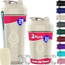 2 PACK, 28 oz & 20 oz Shaker Bottles mit leistungsstarken Draht Whisks für Proteinmischungen | Leakproof Blender Shaker Bottle Pack | BPA-Free & Geschirrspüler Safe | Shaker Bottle | Shaker Cups für Shaker