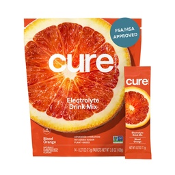 Cure Hydration | Pflanzenbasierte Elektrolyt-Getränk-Mix | Kein hinzugefügter Zucker | FSA-HSA | Dehydration Relief Pulver mit Kokoswasser hergestellt | Non-GMO | Vegan | Beutel von 14 Packungen - Blut Orange