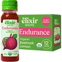 Elixir Shots, Endurance & Wellness Shot avec des ingrédients 100% bio pressés à froid, betterave, carotte, céleri, citron, aucun sucre ajouté ou ingrédients artificiels, 12 Pack