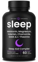 NutraChamps 10-en-1 Aide naturelle au sommeil pour les adultes - Mélatonine, Baume de citron 1000mg, Camomille 400mg, Racine Valérienne 600mg, L Theanine, L Tryptophane, GABA, Aide au sommeil Magnésium