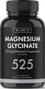 Magnesium Glycinat 525 mg Elemental Complex -125% DV Hohe Absorption Bioverfügbare Ergänzung zur Unterstützung von Magnesium Levels, Vegan & Non-GMO, 120 Veggie Caps