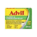 Comprimés antiallergiques et anticongestion, anti-douleur, réducteur de fièvre et anti-allergie avec Ibuprofène, HCl Phénylephrine et Maléate de chlorphéniramine 4 mg - 20 comprimés enduits