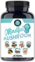 Angry Supplements Mindful Mushrooms Capsules - 7in1 Premium Health Shroom Blend of Maitake, Shiitake, Reishi, Turkey Tail, Cordyceps, Lions Mane und Chaga Mushrooms (60ct)