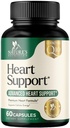 Suppléments cardiaques pour les hommes et les femmes 1650mg - Antioxydants pour la santé cardiaque avec CoQ10, Hawthorn, Stérol végétal et plus de vitamines pour soutenir la production d'oxyde nitrique et d'énergie, non-OGM - 60 capsules
