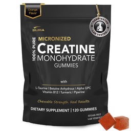 Gommies monohydratées de créatine pour les hommes et les femmes - sans sucre et végétalien formule avancée W/L-Taurine + vitamine B12 - pour la force musculaire, constructeur de muscles, récupération, boost énergétique, supplément de pré-entraînement