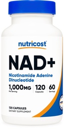 Nutricost NAD+ Supplément 1000mg par portion,120 Capsules (Nicotinamide Adenine Dinucléotide) - 60 portions, sans gluten, végétalien
