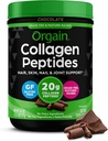 Orgain Hydrolyzed Collagen Peptides Powder For Women & Men, Chocolate, 20g Grass Fed Collagen - Hair, Skin, Nail, & Joint Support Supplement, Paleo & Keto, Non-GMO, Type I and III, 1lb