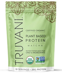 Truvani Poudre de protéines de pois végétaliens de 20g de protéines biologiques à base de plantes de 10 portions