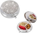 Bling Pille Box, 3 Kompartment Medizin Pille Case Holder, Bling Kristall Strass Wasserdichte Tasche Pille Case Ound Medizin Organizer für Vitamin/Fish Oils/Supplement. (Silber)