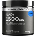 Toniiq NAD+ Supplément 1500mg - Supplément NAD ultra-haute résistance avec des ingrédients cliniquement étudiés avec RiaGev-WSTM breveté, Resveratrol et Niacine - 60 Capsules