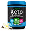 Orgaine de poudre de protéines de collagène kéto, Vanille - 10g Herbacé de Peptides de collagène hydrolysés pour les femmes et les hommes, Type I & III, huile MCT 5g - cheveux, peau, ongles et soutien articulaire, non-OGM, sans gluten - 0,88lb