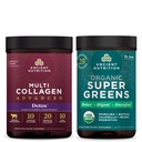 Antike Ernährung Multi Collagen Advanced Powder Cleanse & Detox, entflammt, 36 Servierungen + Bio SuperGreens Pulver, Grüne Geschmack, 25 Servierungen
