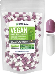 XPRS Nutra Größe 00 Leere Kapseln - 500 Zähler leere vegane Kapseln - Vegetarische leere Pillen - DIY Gemüse Kapsel Füllung- Veggie Pillen Caps (Lavender/White)