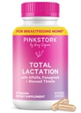 Pink Stork Supplément total d'allaitement pour l'approvisionnement en lait maternel, Fenugreek biologique et Alfalfa pour soutenir l'allaitement, le flux de lait et la production, essentiels postpartum - 60 capsules