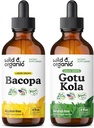 Teinture de Bacopa sauvage et biologique 4 fl oz et Gotu Kola Teinture 4 fl oz