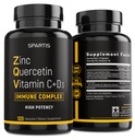 Zink Quercetin 500mg mit Vitamin C Vitamin D3 Bromelain Immune Support Hochpotenz Quercetin Zinkergänzung ZQV von SPARTIS (Paket von 1 Flasche bei 120-Caps)