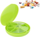 7 Day Pills Container, Seven Grids Pills Box Organizers Round 7 Compartments Travel Box for Home Travel Pills Case Medication Aids Tool Daily Week Reminder Case(Green)