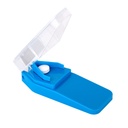 Découpe et fractionnement de pilules EZY DOSE, Découpe en toute sécurité de grandes, petites et minuscules pilules, vitamines, comprimés en deux, coupe facile précise, lame en acier inoxydable, voyage sized, facile à utiliser, couleur peut varier, sans BPA