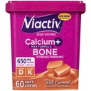 Viactiv Calcium + supplément de vitamine D Chews doux pour les femmes et les hommes - Calcium à croquer pour le soutien de la santé des os, 650 mg par portion, vitamine D & K pour l'absorption élevée - 60 comte, caramel