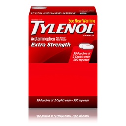 Tylenol Extra Strength Acetaminophen Caplets, 500 mg, Schmerzlinderung & Fever Reducer für Kopfschmerzen, Rückenschmerzen, Toothache, Menstrual Cramps & Schmerz, Travel-Friendly Packaging, 2-Caplet Pouches, 50 Count