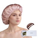 100% Mulberry Seide Bonnet für schlafen Frauen lange Haare -Doppelschicht Schlafkappe -Silk Schlaf Bonnet mit elastischem Aufenthalt auf Kopf (Pink, Large)