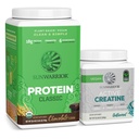 Sunwarrior Brown Protéine de riz Poudre à base de plantes Chocolat 30 portions et poudre monohydratée de créatine