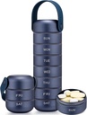 Zannaki Metall Wöchentliche Pille Organizer, große Reise Pille Box 7 Tage, Wasserdichte tägliche Pille Case mit Silikon Griff, Aluminiumlegierung tragbare Pillenhalter Container für Vitamin, Medizin, Beilage,Pills