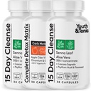 Youth & Tonic Extra Colon Cleanser & Complete Detox Matrix | Laxatives Fibers ACV Chromium Glucomannan | für Abfallverluste, Brechen Sie das Plateau, Bloating