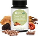 Kräuter Schatz 4 in 1 Pilz Complex Supplement, Adaptogene mit Lion's Mane, Reishi, Chaga und Cordyceps Pilzmischung, Organische Pilzergänzung Extrakt 90 Caps