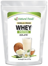 Z Alimentations naturelles Crème de vanille Isolation de la protéine Whey, Nutrition-Rich, Poudre de protéines parfumées pour la santé du coeur et l'immunité, Grand dans le thé, café, smoothie, non-OGM, sans gluten, casher, 5 lbs