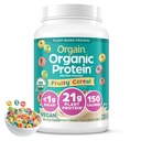Orgaine en poudre de protéines végétales organiques, céréales fruitées - 21g de protéines végétales, 8g de fibres prébiotiques, faible teneur en glucides, sans ingrédients de lactosérum, sans sucre ajouté, non-OGM, pour Shakes & Smoothies, 2,03 lb