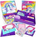 Kit d'écriture de lettre de papeterie Licorne originale - 45-Piece Multi-Color Paper & Sticker Set with Purple Storage Box - Papeterie et papier-lettre pour filles