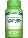Nature's Truth Glycinate de magnésium Capsules de 200mg de glycine 60 Count de la formule d'absorption supérieure chélatée sans OGM et supplément sans gluten