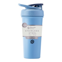 BlenderBottle Sport Sleek Insulated Stainless Steel Shaker Bottle mit Draht Whisk, 25-Ounce, Dusty Blue – Protein Shakes & Hydration für Athleten & Fitness Enthusiasten, Easy Mixing, Slim Easy to Hold, hält Getränke kalt, abschließbare Lid